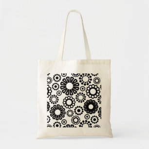 Retro black white flowers Bag