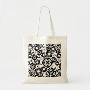 Retro black white flowers Bag