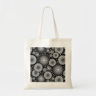 Retro black white flowers Bag