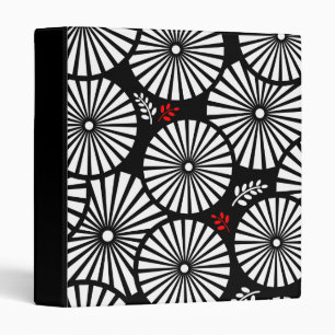 Retro black white flowers Binder