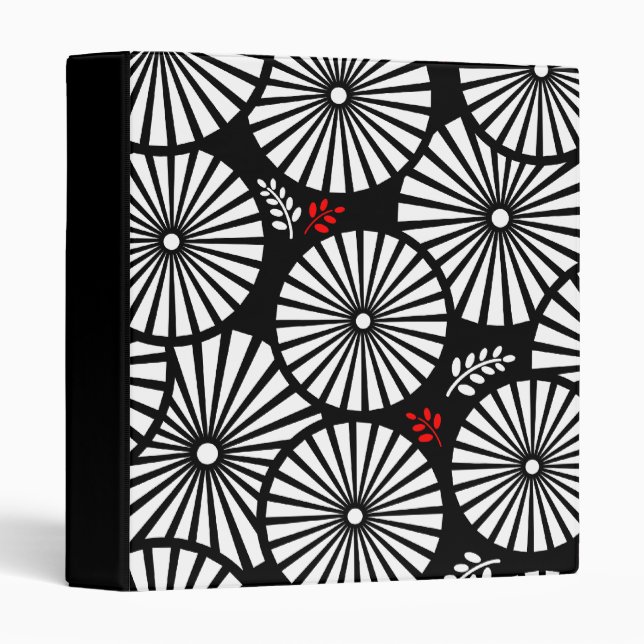 Retro black white flowers Binder (Front/Spine)