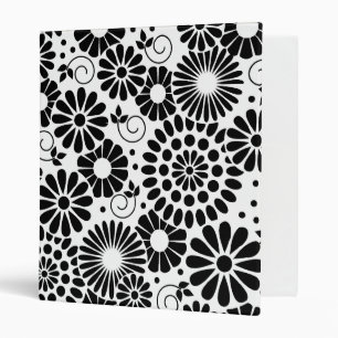 Retro black white flowers Binder