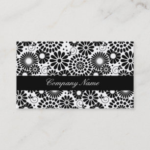 Retro black white flowers Business Card