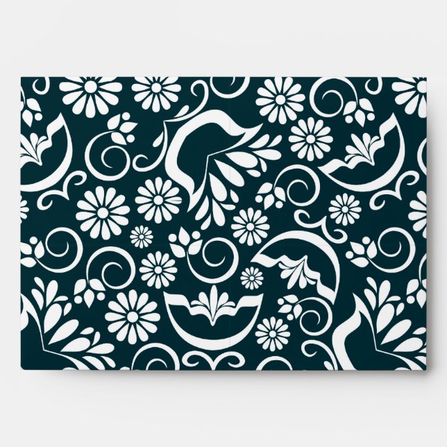 Retro black white flowers Envelope (Front)