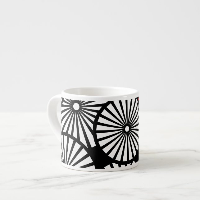 Retro black white flowers Espresso Mug (Front Left)