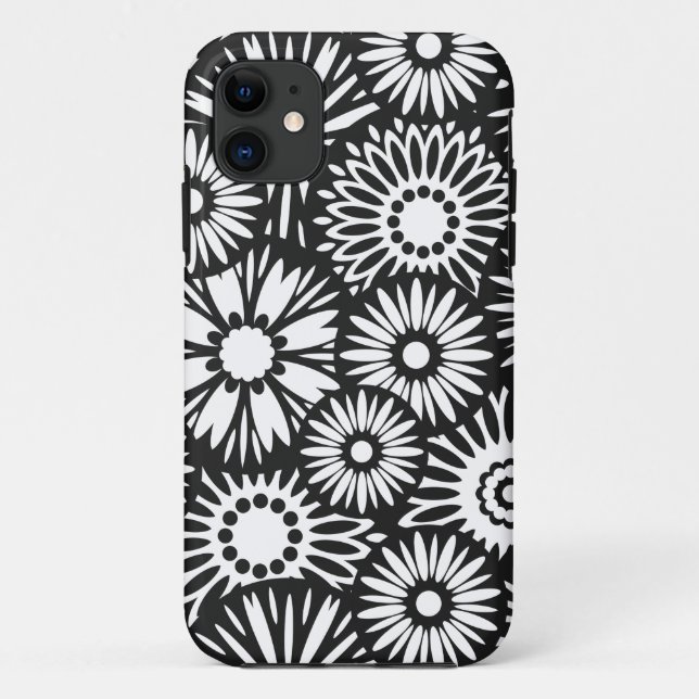 Retro black white flowers iPhone 5 Case (Back)