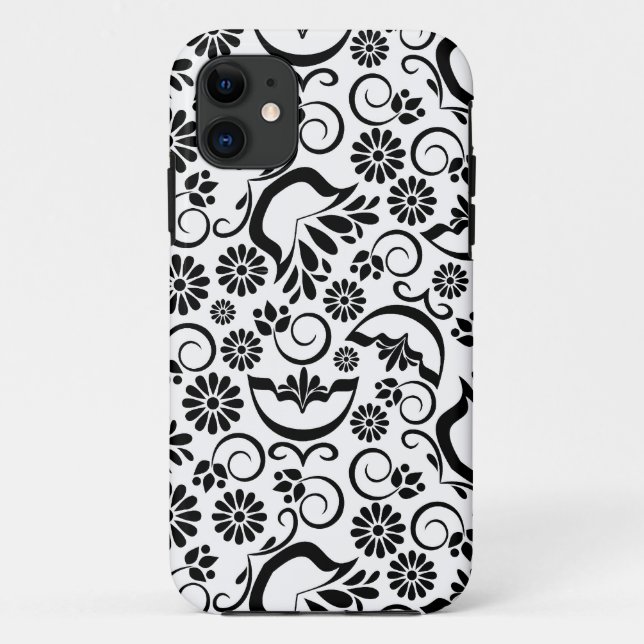 Retro black white flowers iPhone 5 Case (Back)