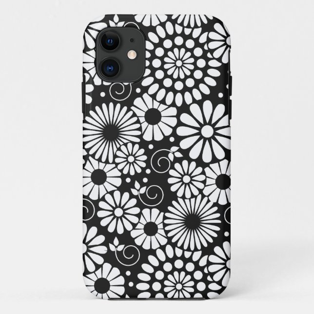 Retro black white flowers iPhone 5 Case (Back)