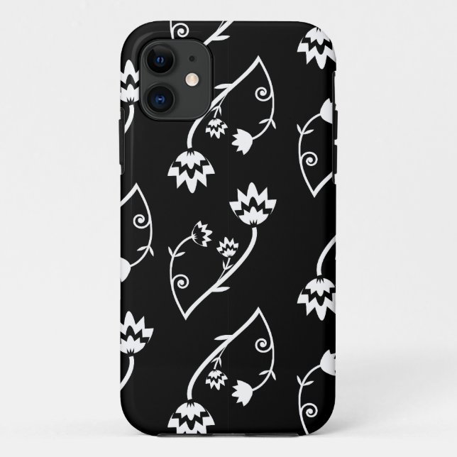 Retro black white flowers iPhone 5 Case (Back)