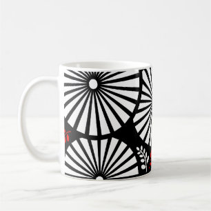 Retro black white flowers mug