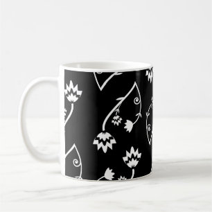 Retro black white flowers mug