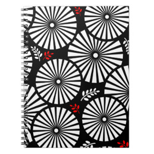 Retro black white flowers Notebook