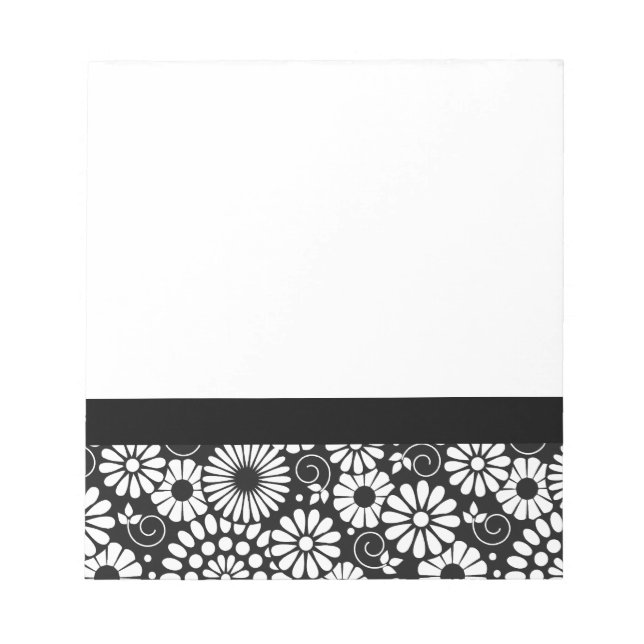 Retro black white flowers Notebook Notepad (Front)