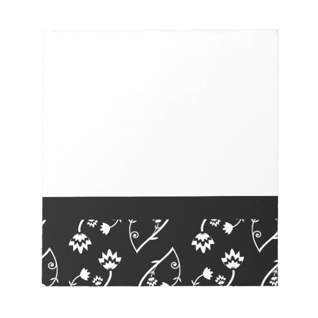 Retro black white flowers Notebook Notepad (Front)