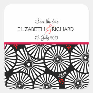 Retro black white flowers 'Save the Date' Sticker