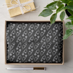 Retro black white flowers Tie Tissue Paper