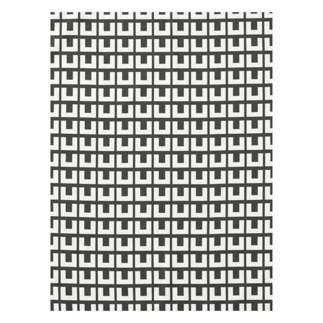 Retro Black White Geometric Mid Century Modern  Tablecloth (Front)