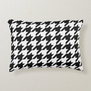 Retro Black White Hounds-tooth Weaving Pattern Accent Pillow