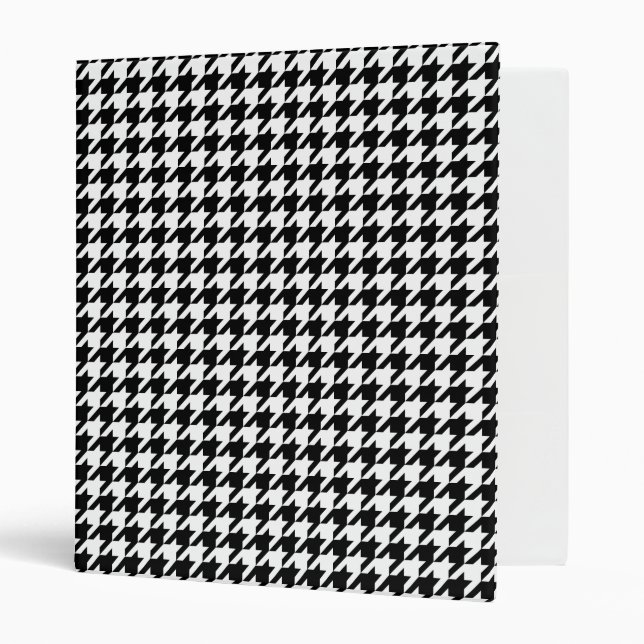 Retro Black White Houndstooth Weaving Pattern Binder (Front/Inside)