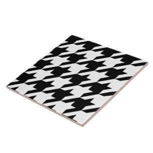 Retro Black White Houndstooth Weaving Pattern Tile