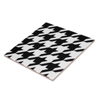Retro Black White Houndstooth Weaving Pattern Tile