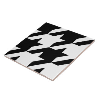 Retro Black White Houndstooth Weaving Pattern Tile