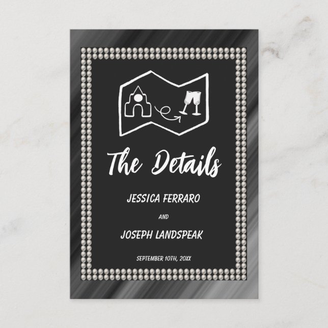 Retro Black & White Pearles & Carte (Devant)