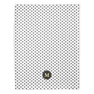 Retro Black White Polka Dots Pattern Gold Monogram Duvet Cover