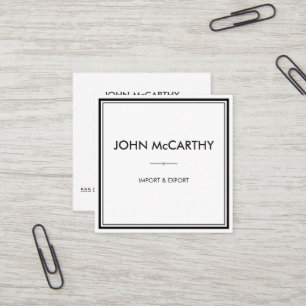 Retro Black White Professional Elegant Minimalist  Square Business Card
