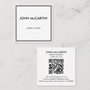 Retro Black White Professional Stripes Minimalist Square Business Card