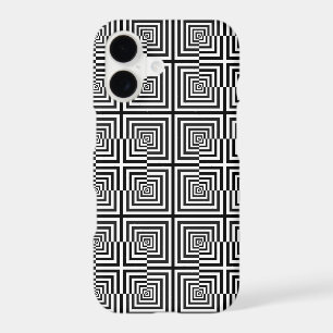 Retro Black White Squares Psychedelic Pattern