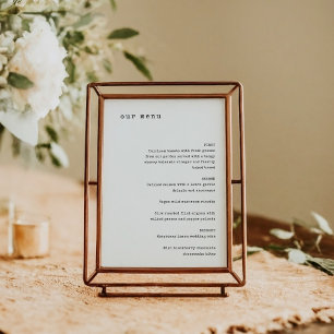 Retro Black White Typewriter Custom Wedding Menu