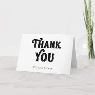 Retro Black white Typography personalized Thank You Card