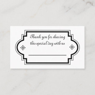 Retro Black White Vintage Art Deco Seating Wedding Place Card