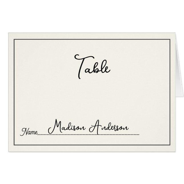 Retro Black White  Wedding Place Card (Devant horizontal)