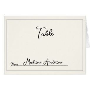 Retro Black White Wedding Place Card