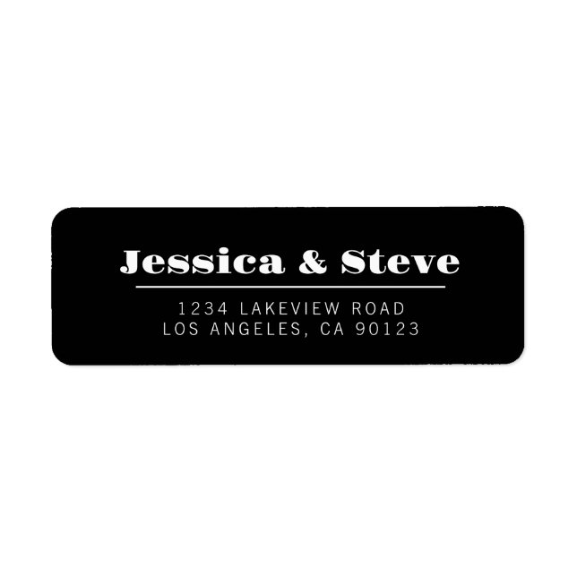 Retro Black & White Wedding Return Address (Front)