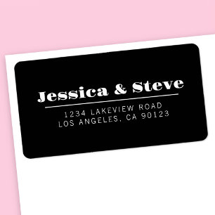 Retro Black & White Wedding Return Address Label