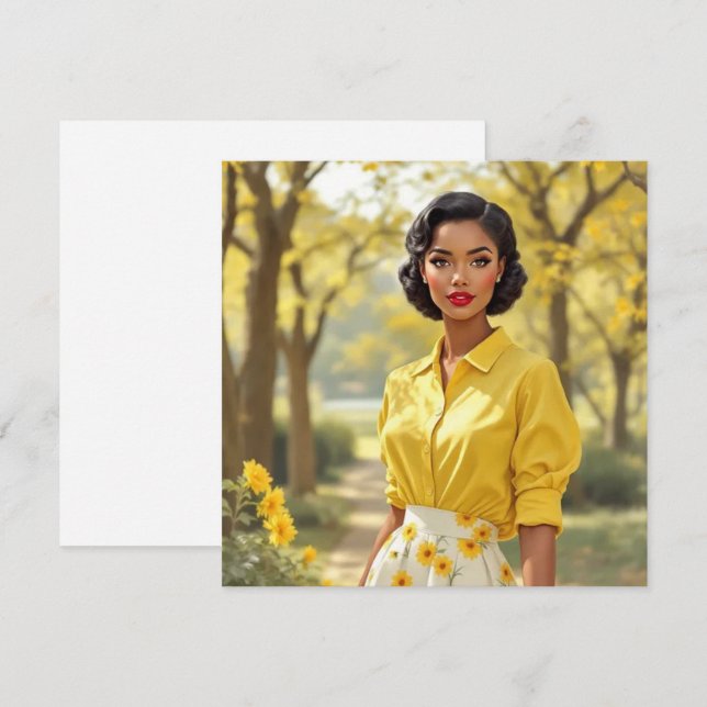 Retro Black Woman Blank Greeting Card  (Front/Back)