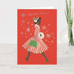 Retro Black Woman Holiday Card