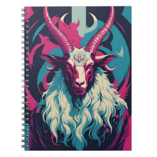 Retro Blacklight Vibe Occult Satanic Baphomet Notebook