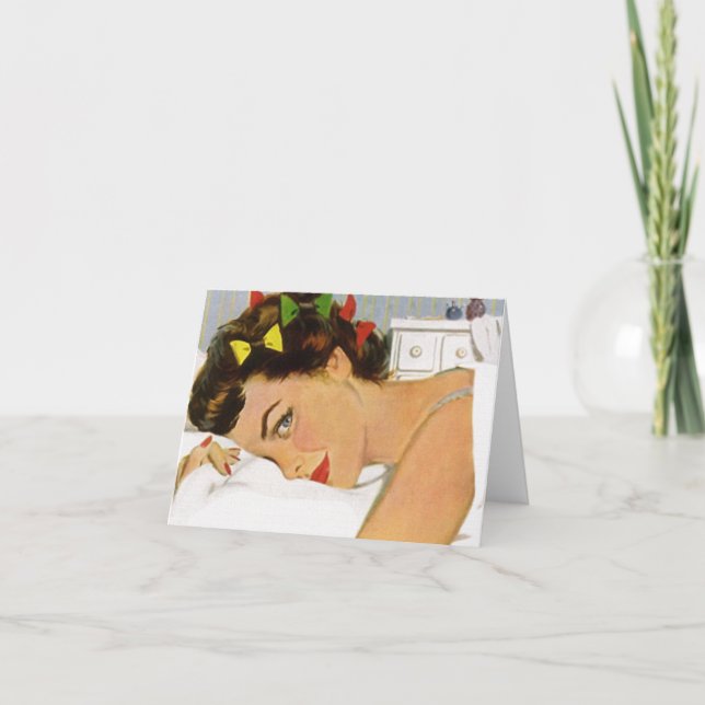 Retro Blank Card Cute Pillow Talk Gal Lady Woman (Front)