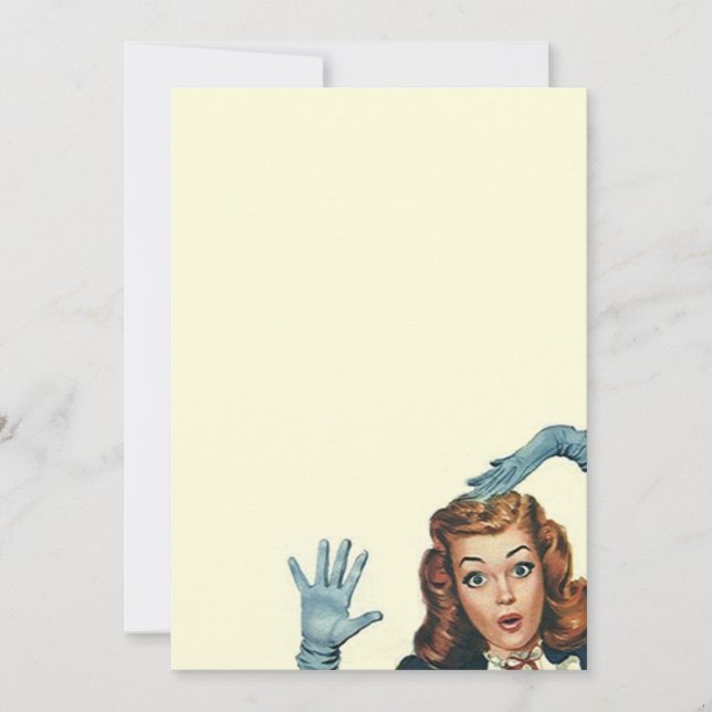 Retro Blank Invitations Lady Surprise Expression (Front)