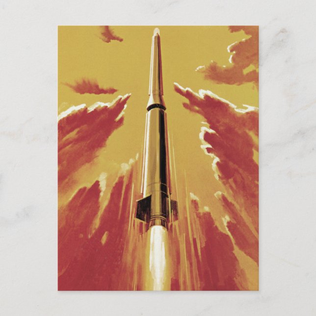 Retro Blast Off Rocket Postcard (Front)