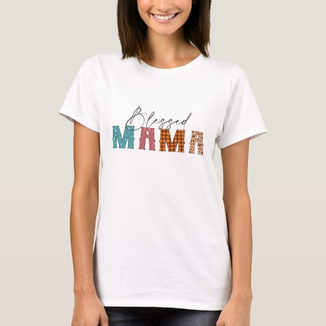 Retro Blessed Mama - Thanksgiving T-Shirt (Front)