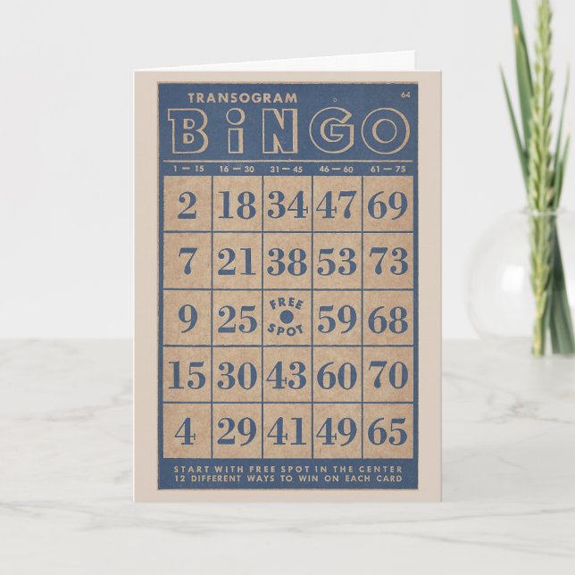 Rétro bleu et Tan de carte de bingo-test (Devant)