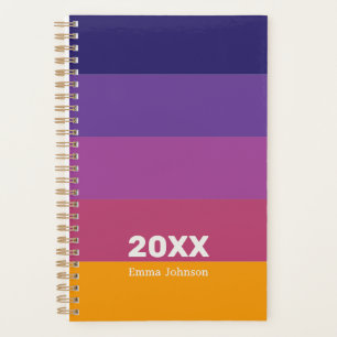 Retro Bleu Violet Prune Orange Rayure 2026 Nom