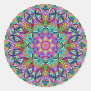 Retro Bliss  Mandala Classic Round Sticker
