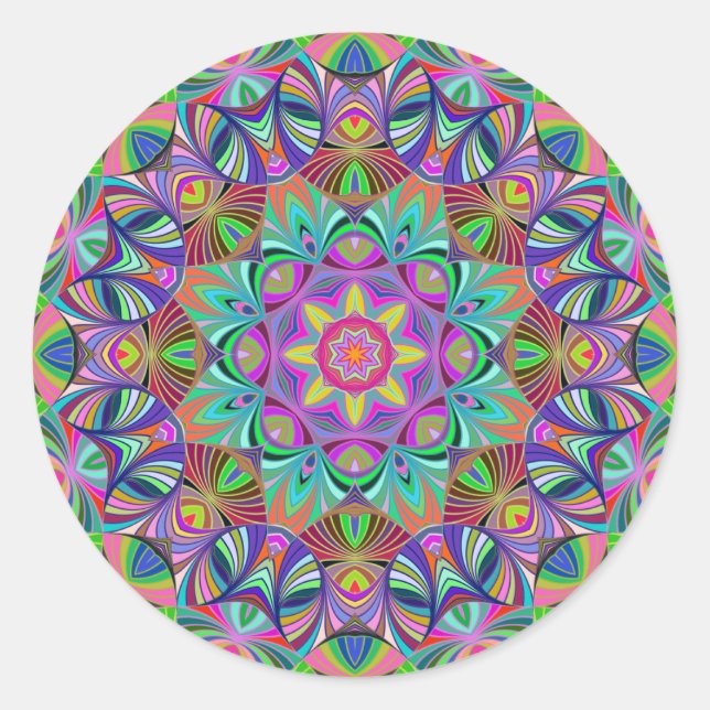Retro Bliss  Mandala Classic Round Sticker (Front)