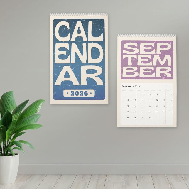 Retro Block Letter Wall Calendar, Minimalist 2026 Calendar (Retro Block Letter Wall Calendar, Minimalist 2026 Calendar)